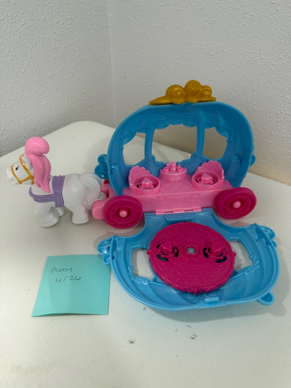 Blue & Pink Princess Carriage Toy with White Horse - Picture 2 of 2